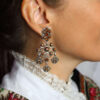 PENDIENTES BATURRA PLATA PIEDRAS MARRONES
